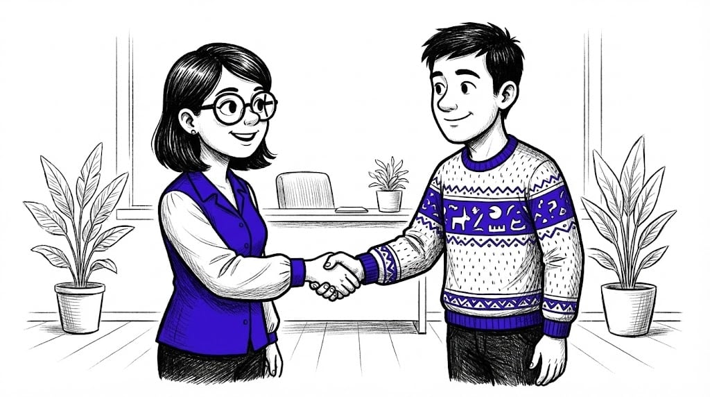 Référente handicap et collaborateur se serrant la main