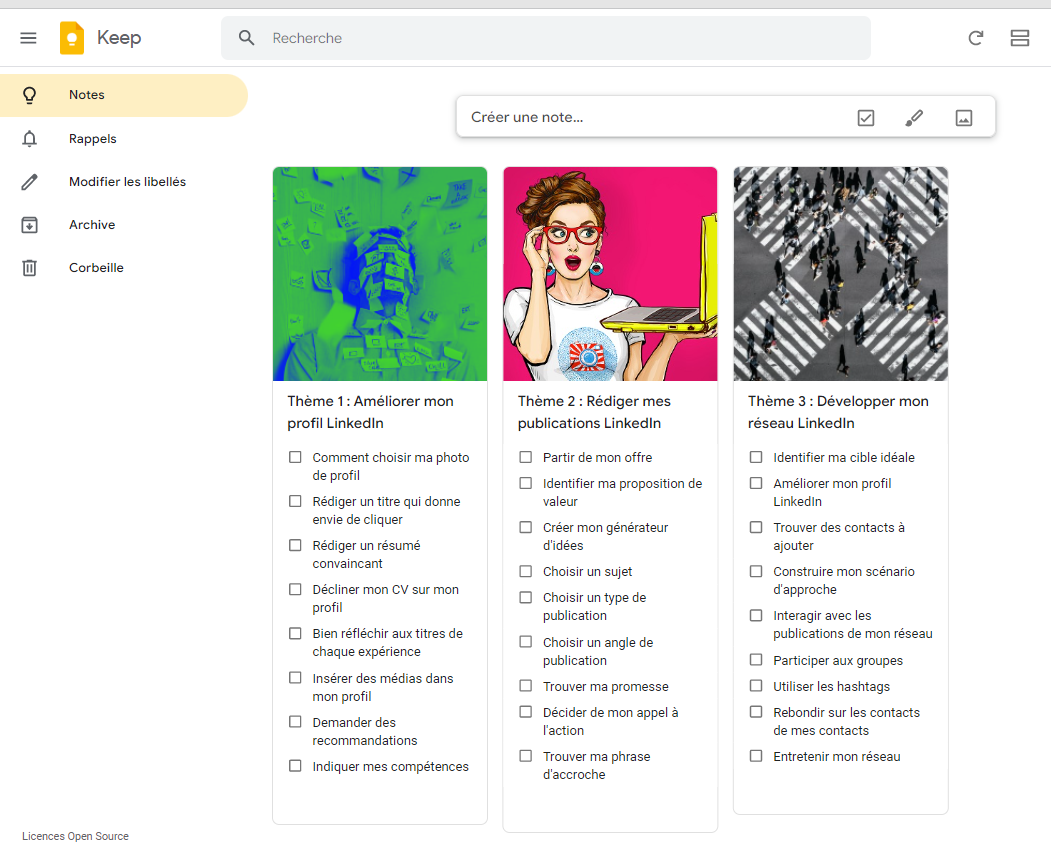 Google Keep : un outil gratuit pour stocker et utiliser vos idées de publications LinkedIn