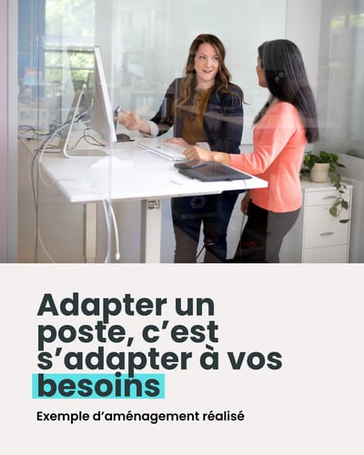 Exemple de visuel pour illustrer le post : Adapter un poste, c’est s’adapter à vos besoins. Exemple d’aménagement réalisé.