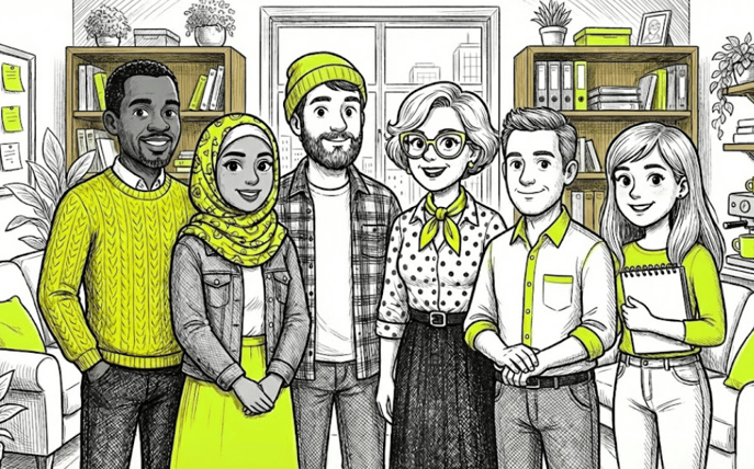 Groupe de collaborateurs, en situation de handicap... ou pas !