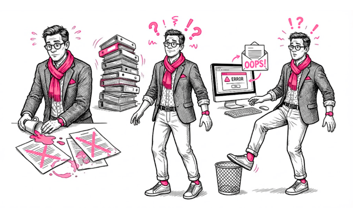 Vignette où on voit un homme faire des erreurs (pas étonnant ! ;-))