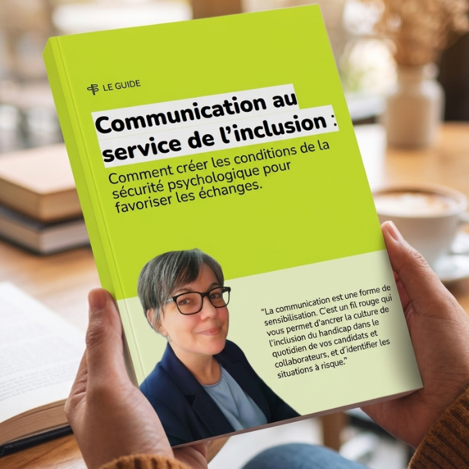Mockup du guide dans les mains d'un lecteur. Titre du guide : 